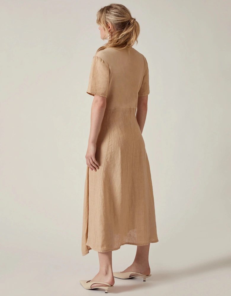 Sand Linen Midi Dress