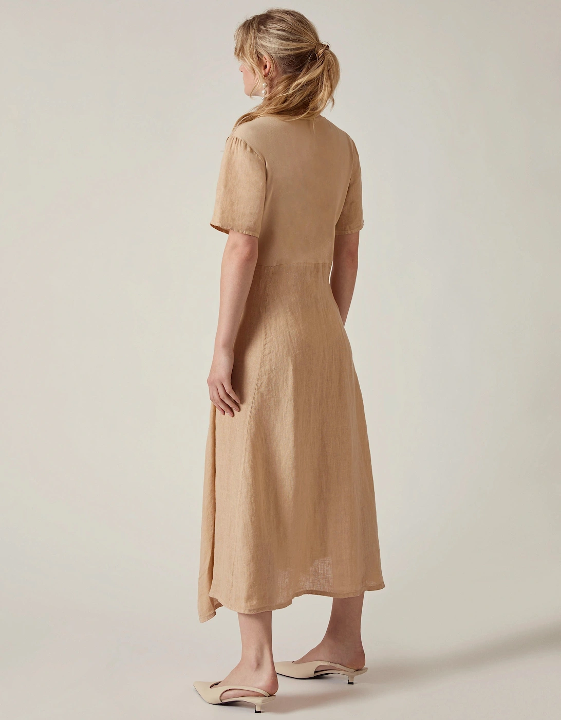 Sand Linen Midi Dress