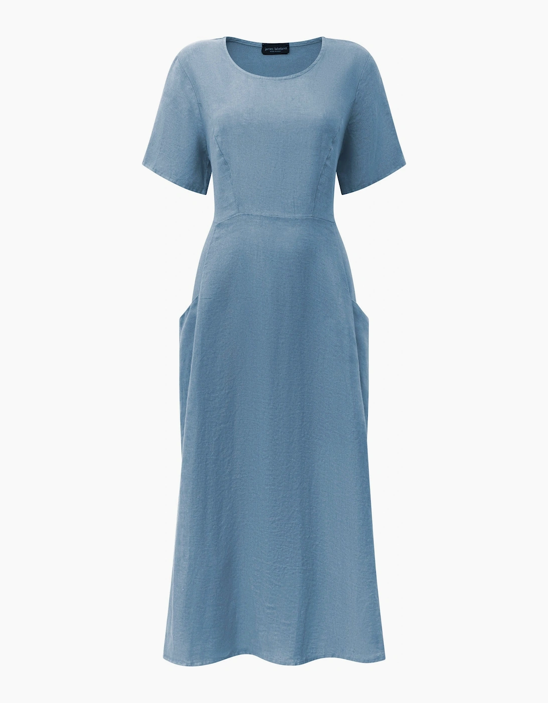 Denim Blue Linen Midi Dress