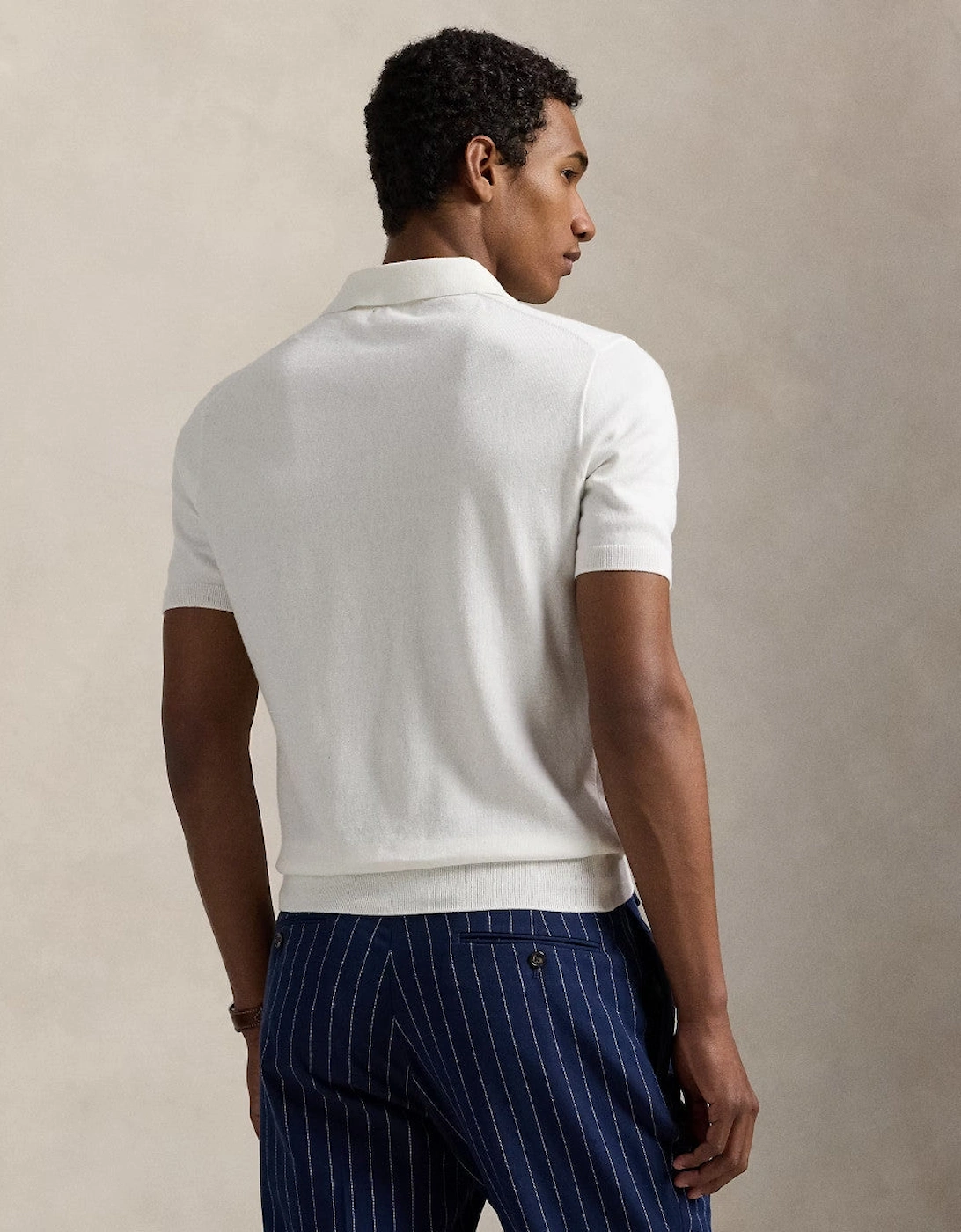 Polo Ralph Lauren Cotton Polo Collar Sweater 005 Deckwash White W/Navy