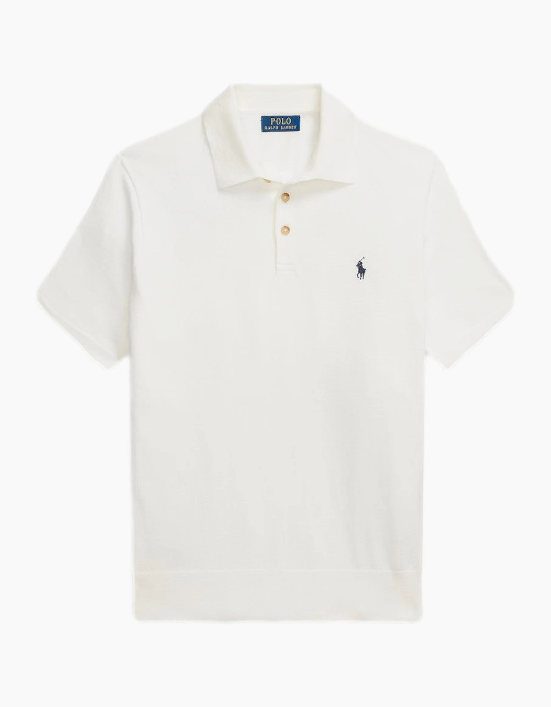 Polo Ralph Lauren Cotton Polo Collar Sweater 005 Deckwash White W/Navy