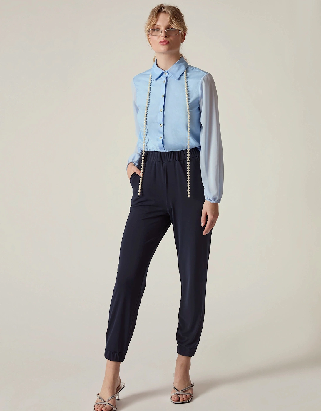 Navy Jersey Jogger Trousers