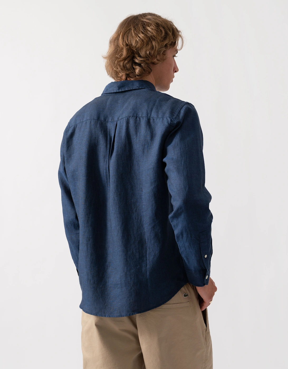 Colorful Standard Mens Long Sleeve Linen Shirt - Marine Blue