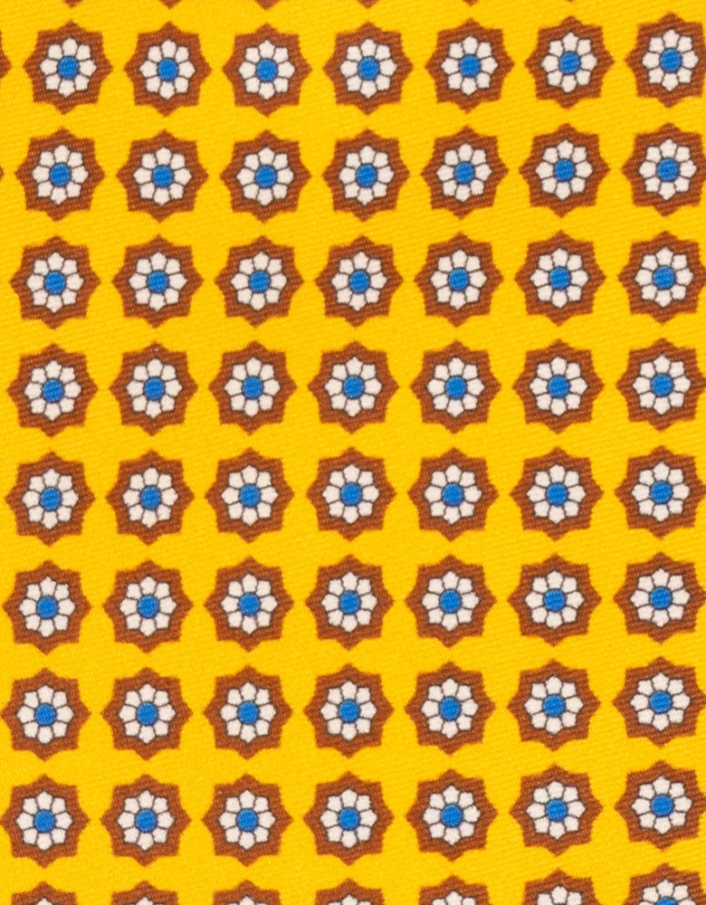 Yellow Floral Print Silk Tie
