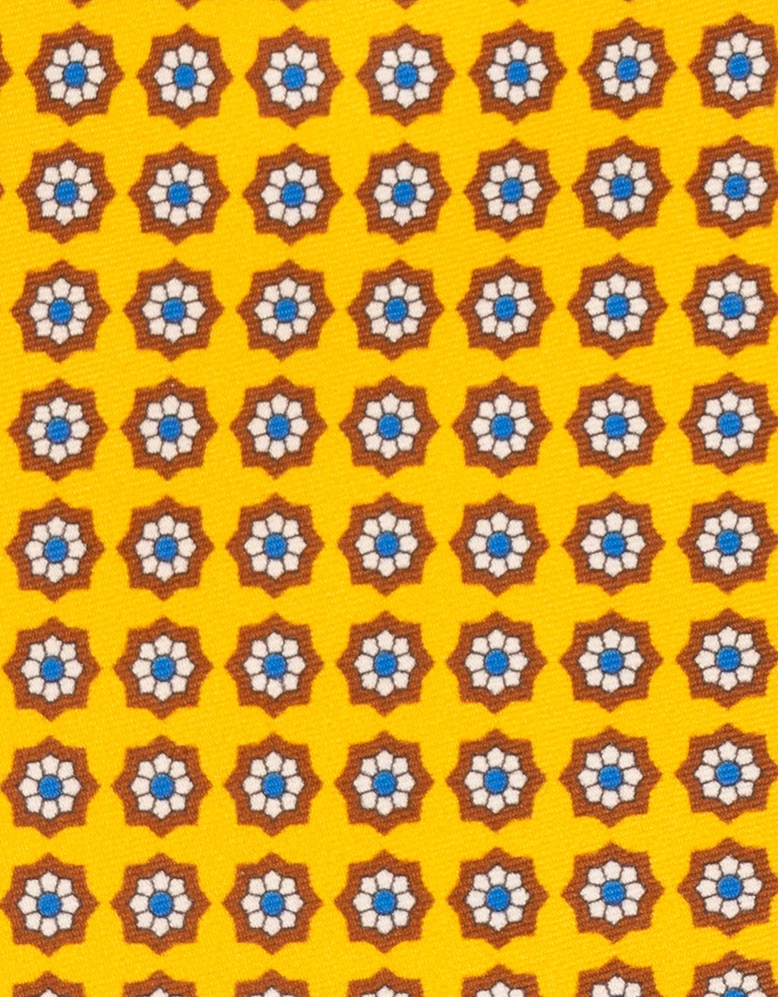Yellow Floral Print Silk Tie