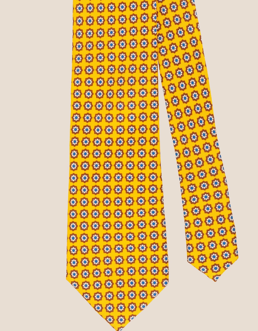 Yellow Floral Print Silk Tie