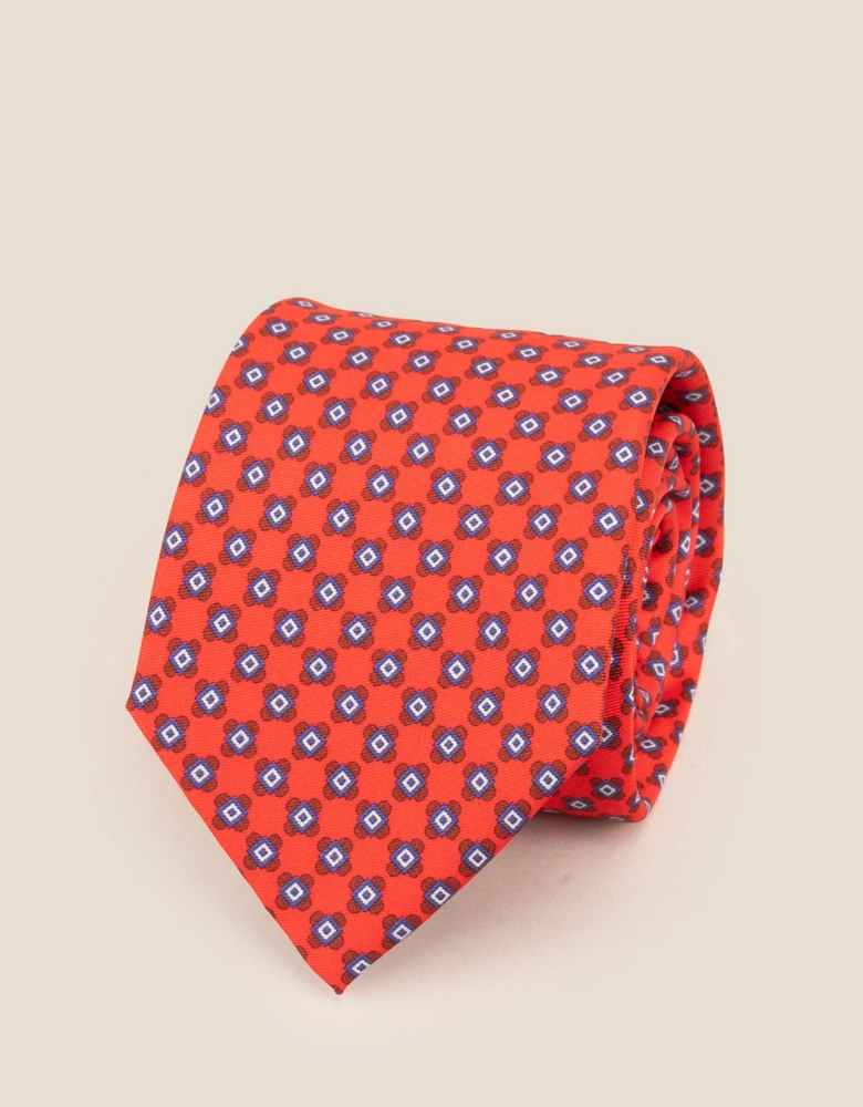 Red Squares Geometric Silk Tie
