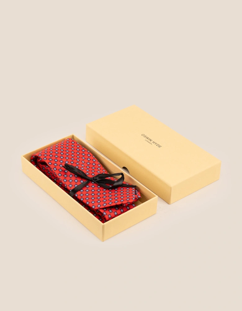 Red Squares Geometric Silk Tie