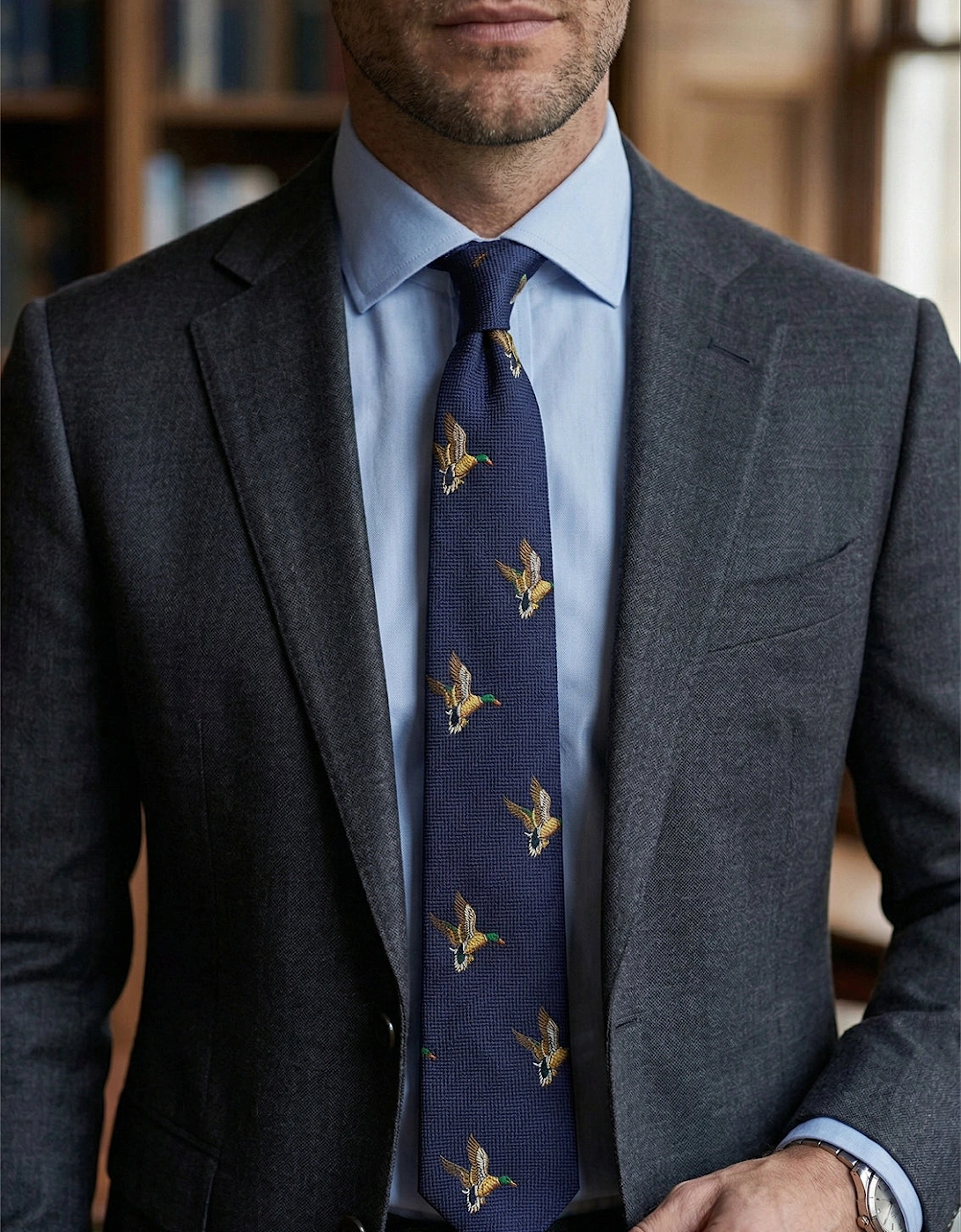 Mallard Navy Silk Tie