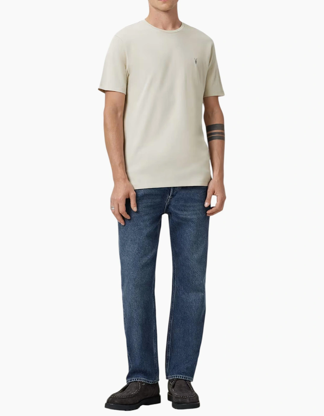 AllSaints Mens T Shirts Lycra Stretch Cotton Crew Neck Short Sleeve Summer Tee