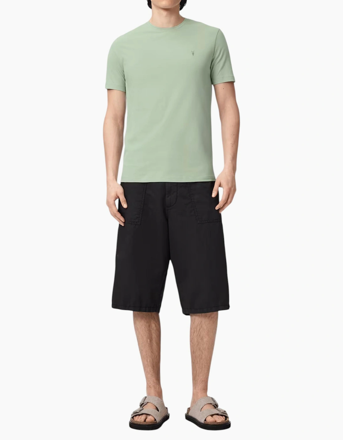 AllSaints Mens T Shirts Lycra Stretch Cotton Crew Neck Short Sleeve Summer Tee