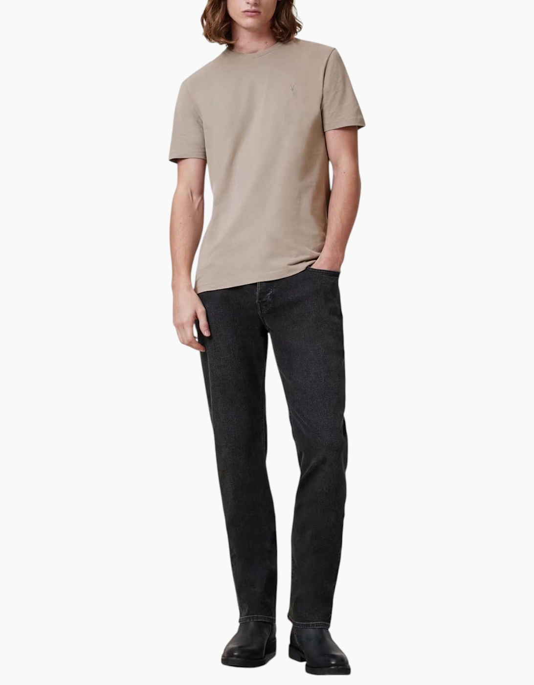 AllSaints Mens T Shirts Lycra Stretch Cotton Crew Neck Short Sleeve Summer Tee