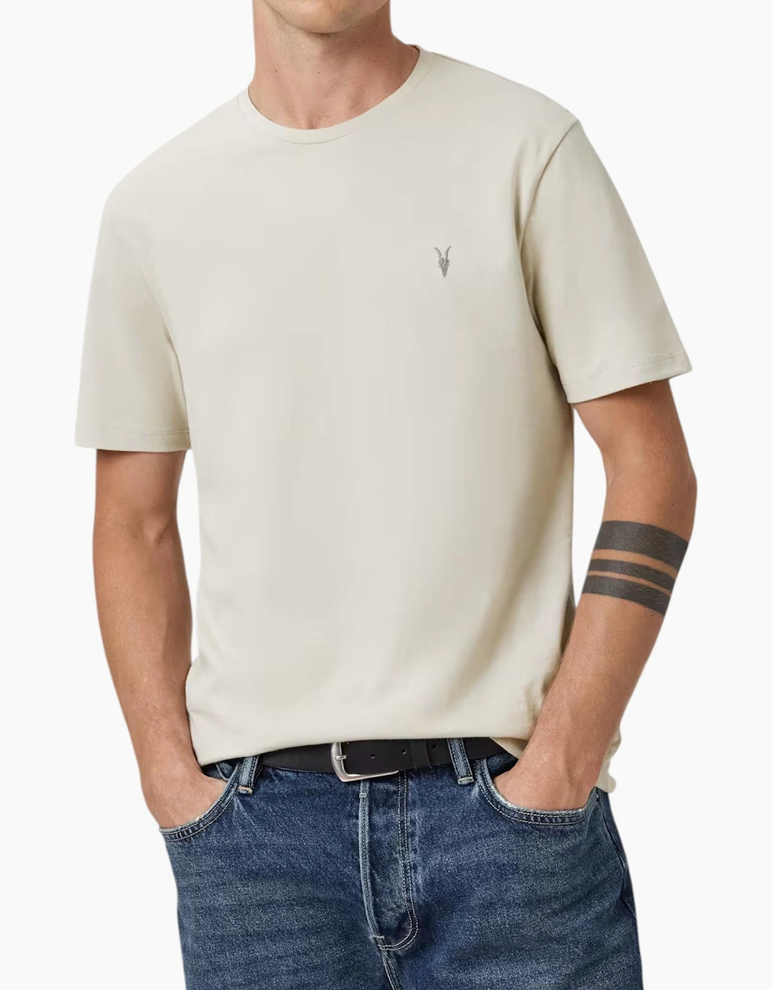 AllSaints Mens T Shirts Lycra Stretch Cotton Crew Neck Short Sleeve Summer Tee