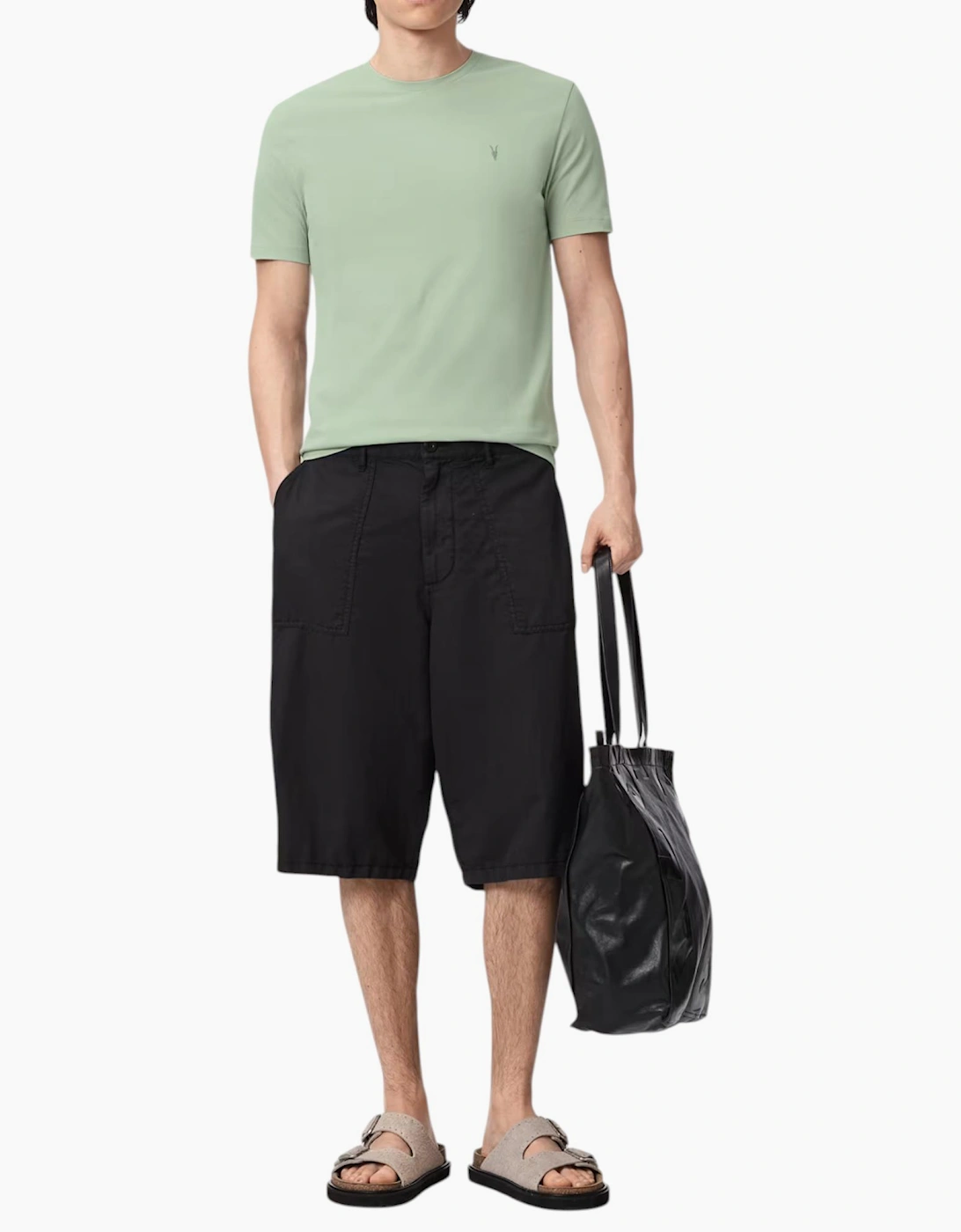 AllSaints Mens T Shirts Lycra Stretch Cotton Crew Neck Short Sleeve Summer Tee
