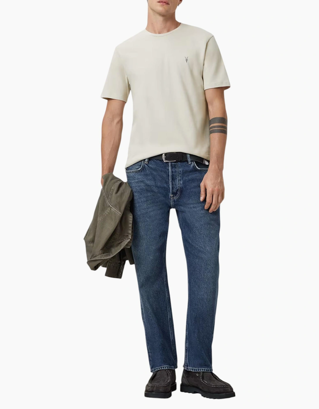 AllSaints Mens T Shirts Lycra Stretch Cotton Crew Neck Short Sleeve Summer Tee