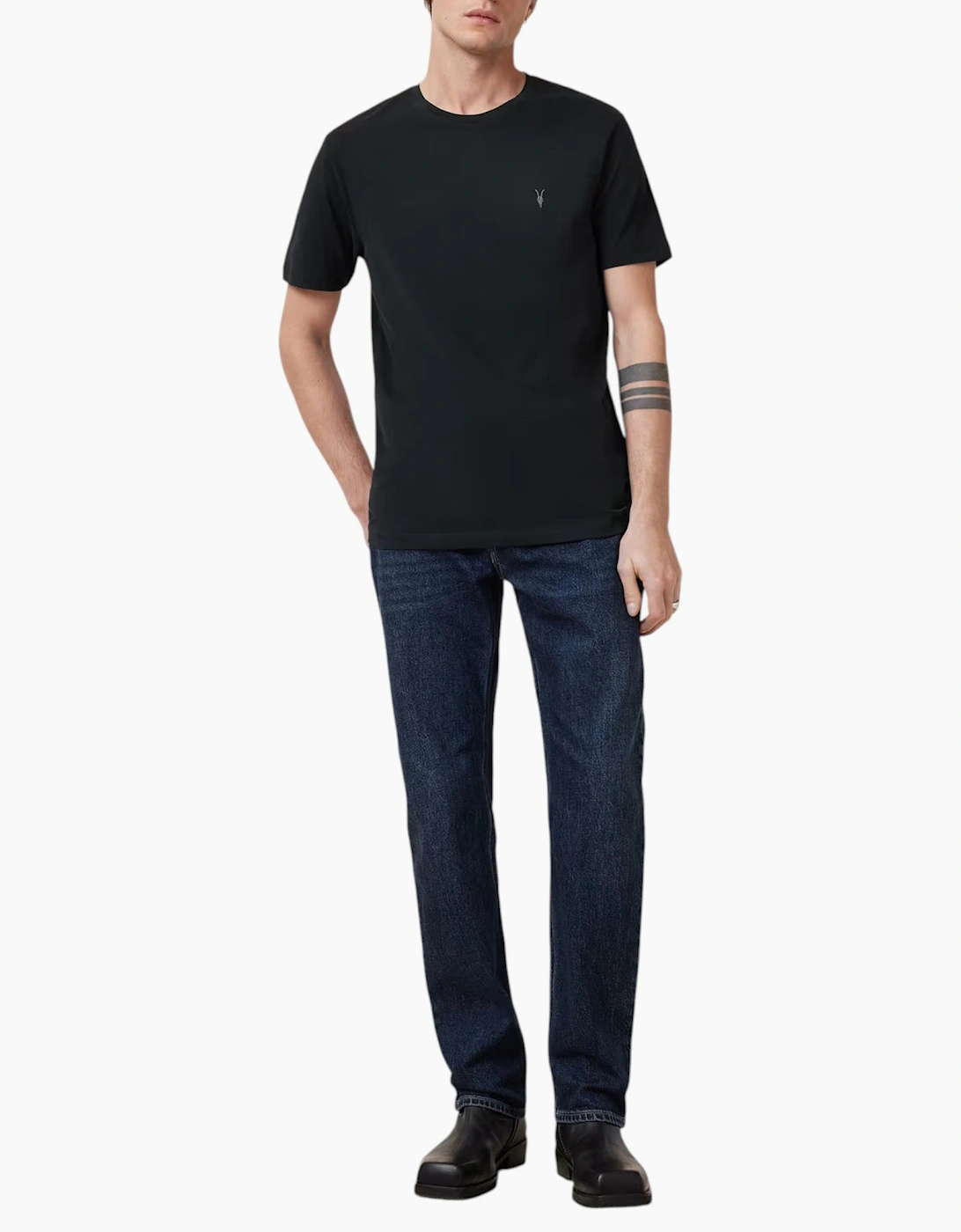 AllSaints Mens T Shirts Lycra Stretch Cotton Crew Neck Short Sleeve Summer Tee