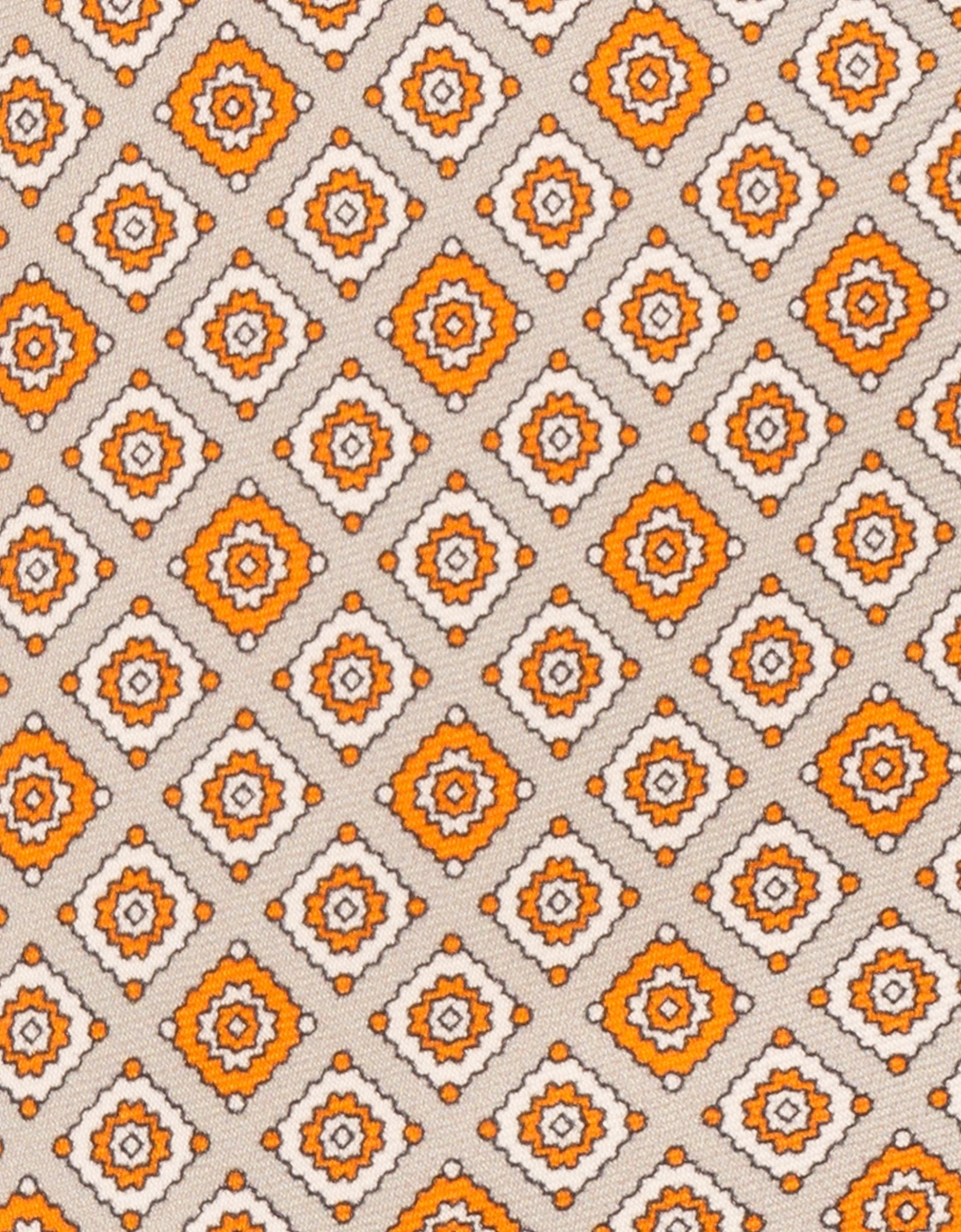 Orange Motif Print Silk Tie