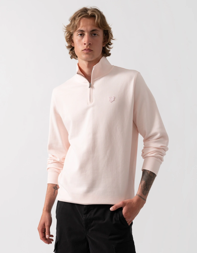 Lyle & Scott Superfine Mens Quarter Zip Sweatshirt - W488 Light Pink