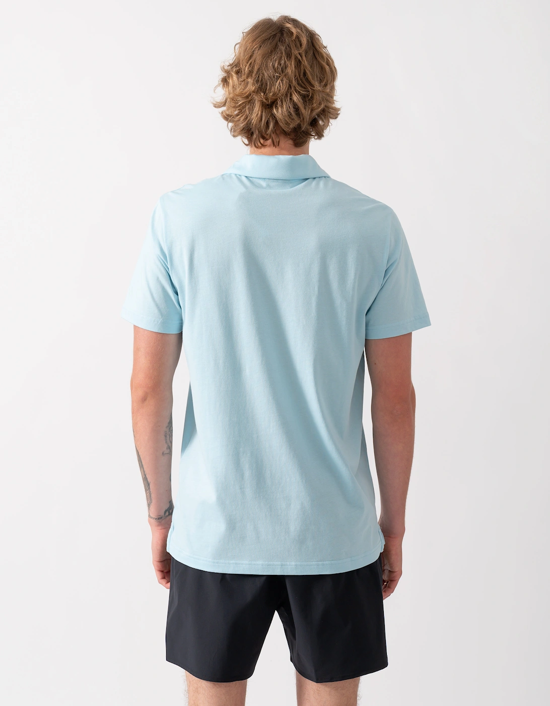 Emporio Armani Mens Beach Polo with Eagle Logo - Sky