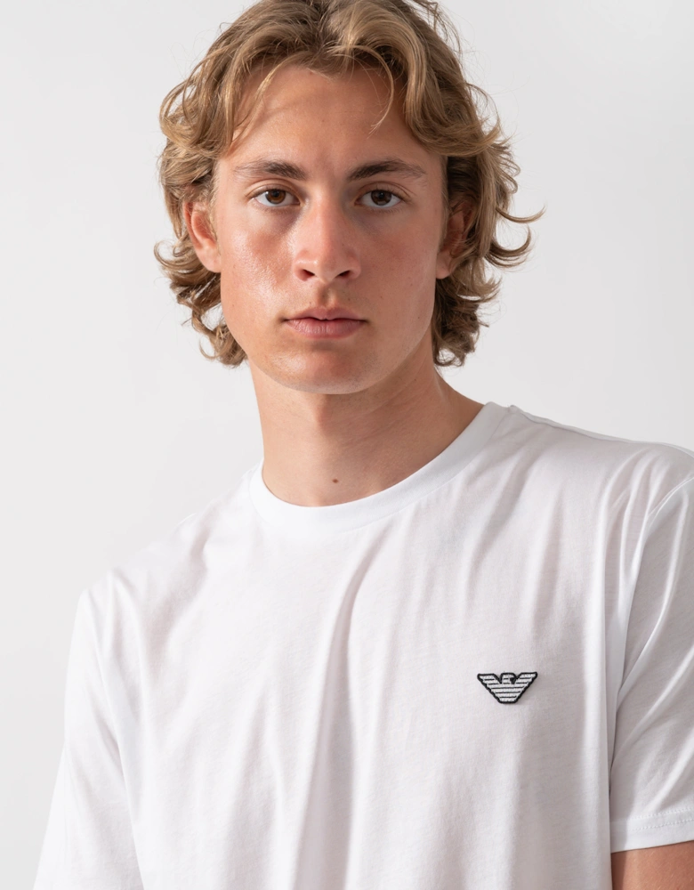 Emporio Armani Mens Beach T-Shirt with Eagle Logo - White