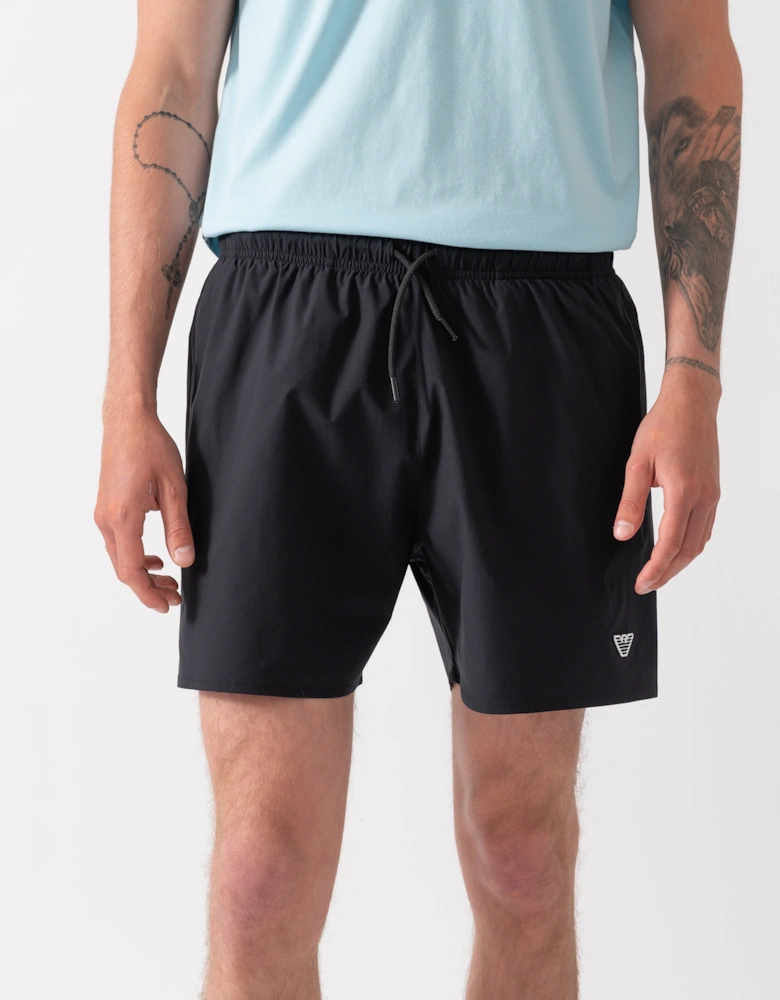 Emporio Armani Mens Swim Shorts with Eagle Logo - Black