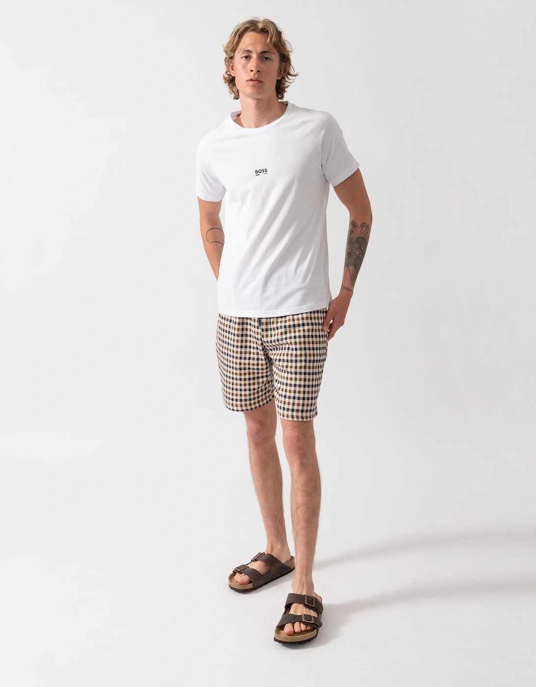 BOSS Orange Mens Slim Fit Beach T-Shirt - Natural 105