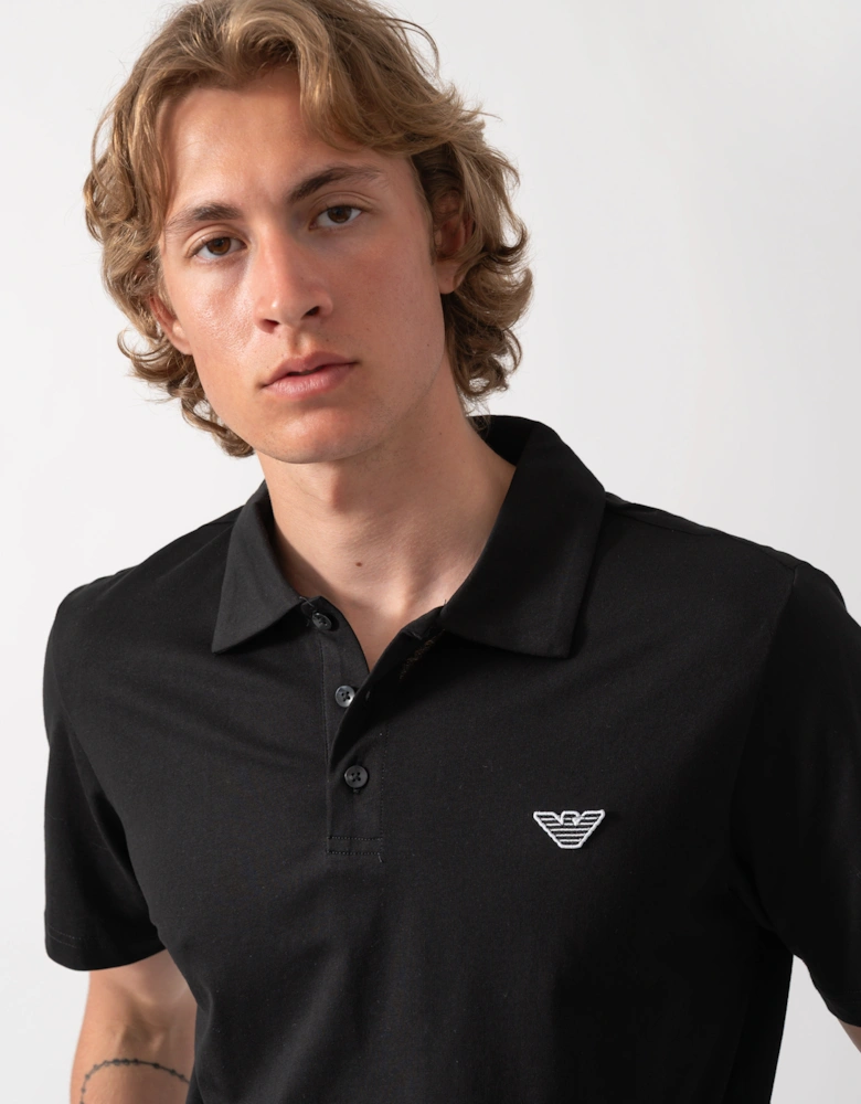 Emporio Armani Mens Beach Polo with Eagle Logo - Black