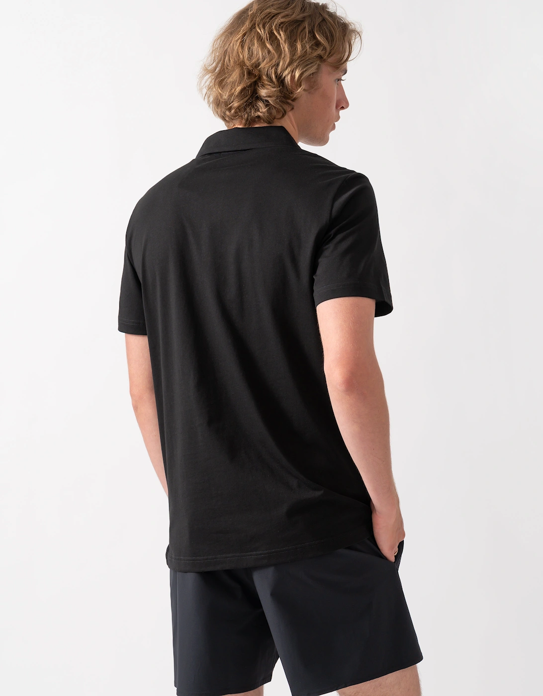 Emporio Armani Mens Beach Polo with Eagle Logo - Black