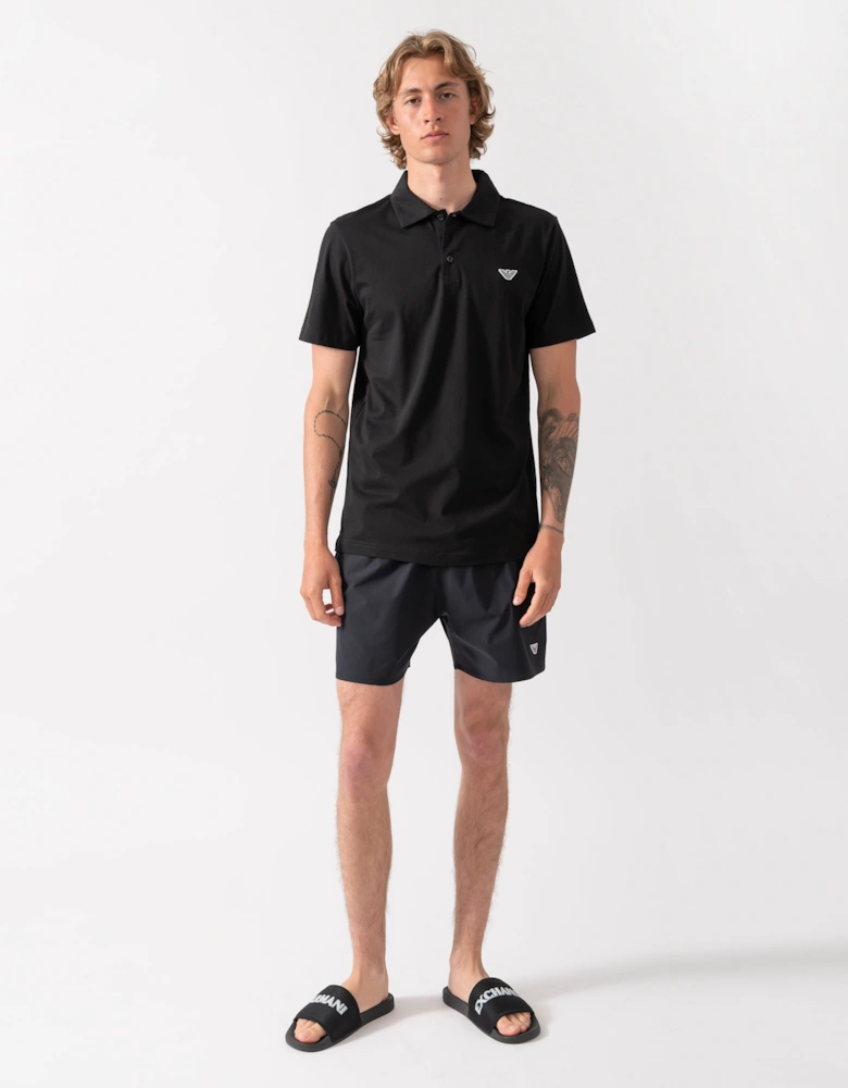 Emporio Armani Mens Beach Polo with Eagle Logo - Black