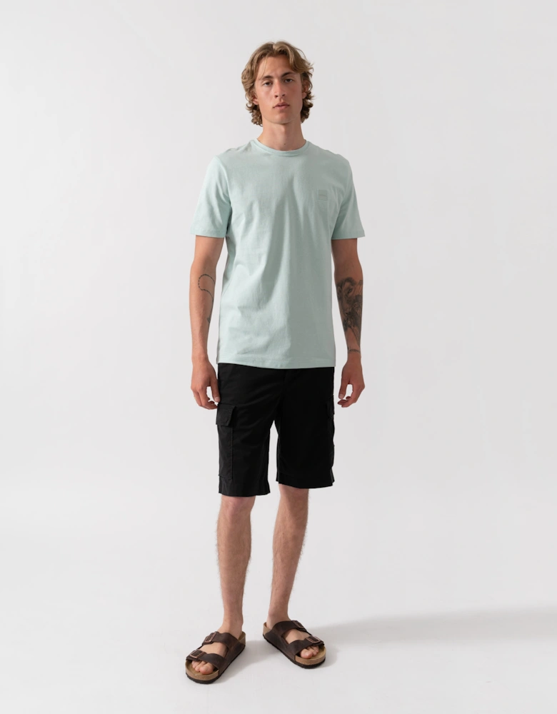 BOSS Orange Tales Mens Cotton-Jersey T-shirt With Logo Patch - Turquoise/Aqua 446