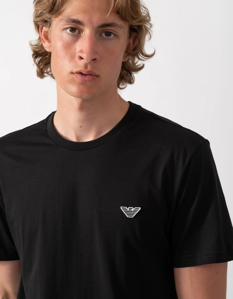 Emporio Armani Mens Beach T-Shirt with Eagle Logo - Black
