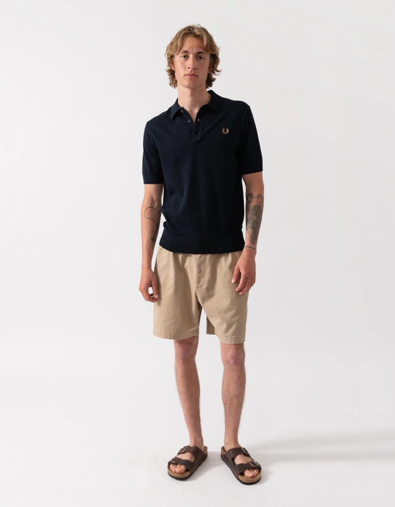 Fred Perry Mens Cotton Knitted Shirt - Navy 608