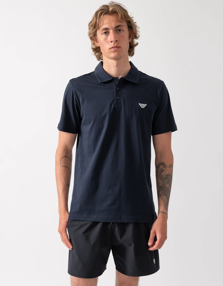 Emporio Armani Mens Beach Polo with Eagle Logo - Armani Blue