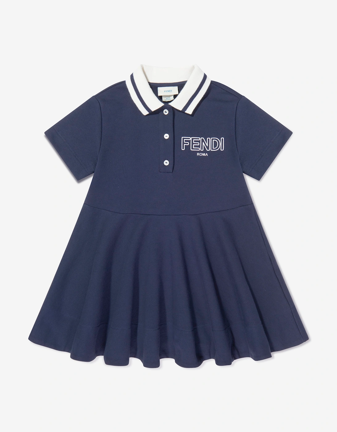Fendi Girls Logo Polo Dress in Navy