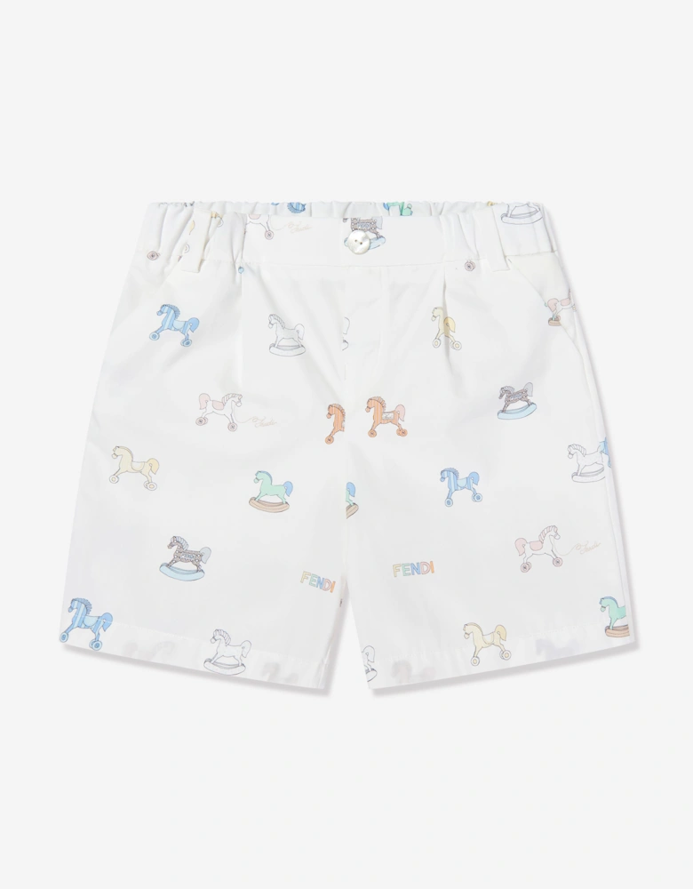 Fendi Baby Boys Toy Horse Shorts in White