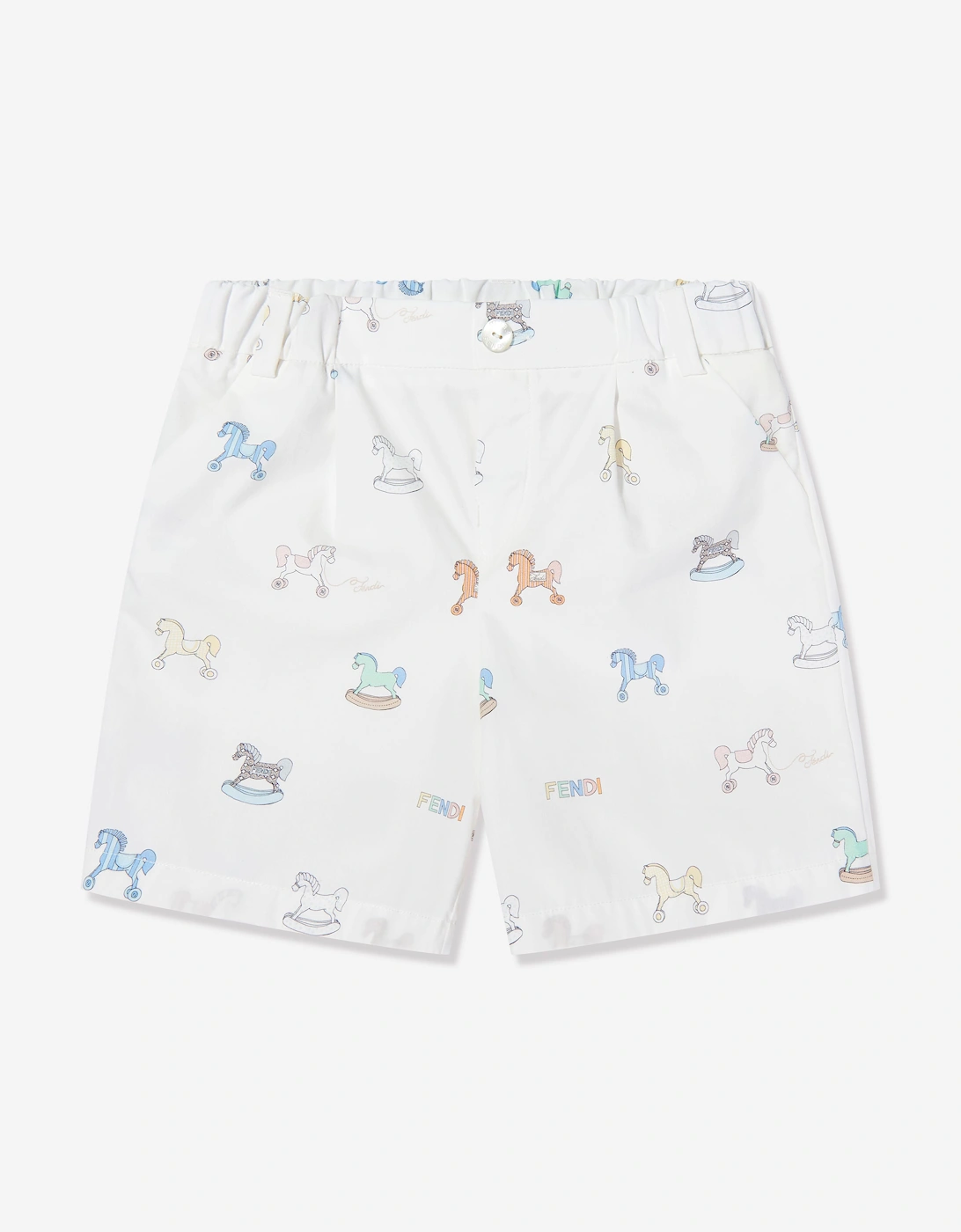 Fendi Baby Boys Toy Horse Shorts in White