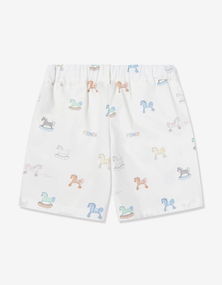 Fendi Baby Boys Toy Horse Shorts in White
