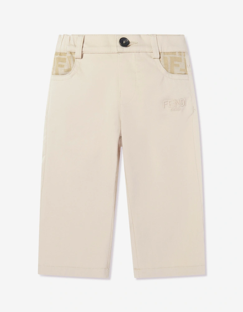 Fendi Baby Boys FF Pocket Trousers in Beige