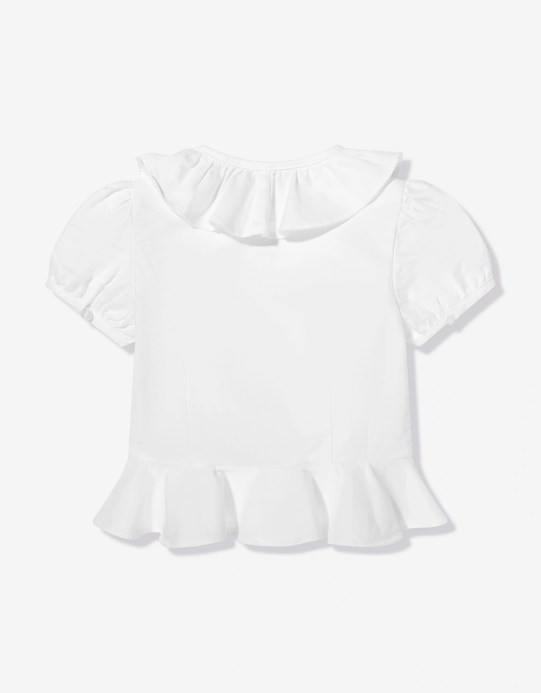 Ralph Lauren Girls Cotton Ruffle Blouse in White