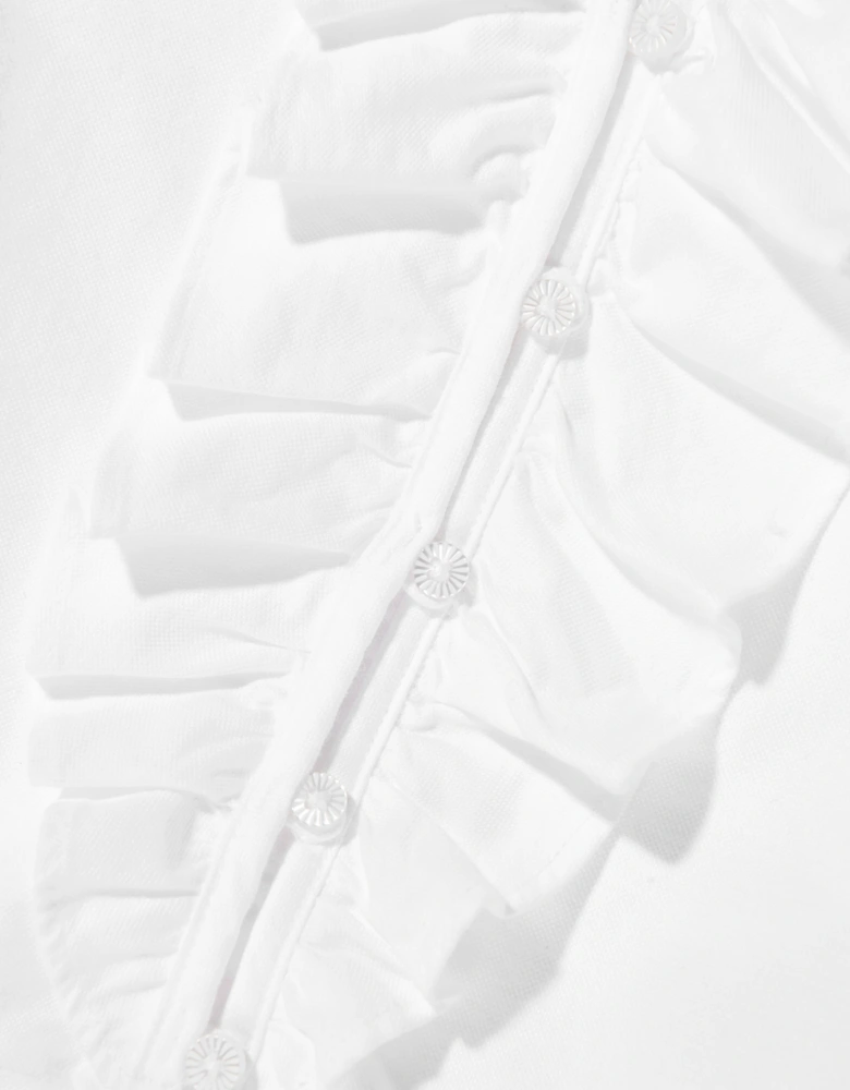 Ralph Lauren Girls Cotton Ruffle Blouse in White