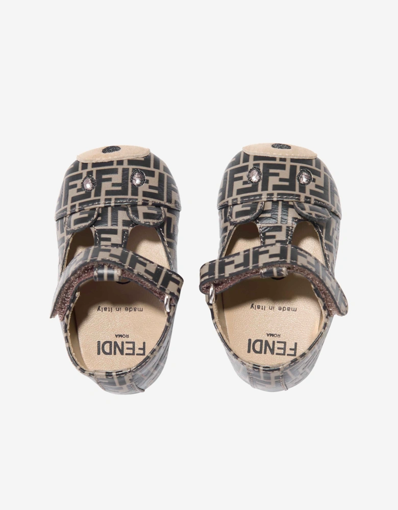 Fendi Baby FF Logo Bear Pre-Walkers in Brown