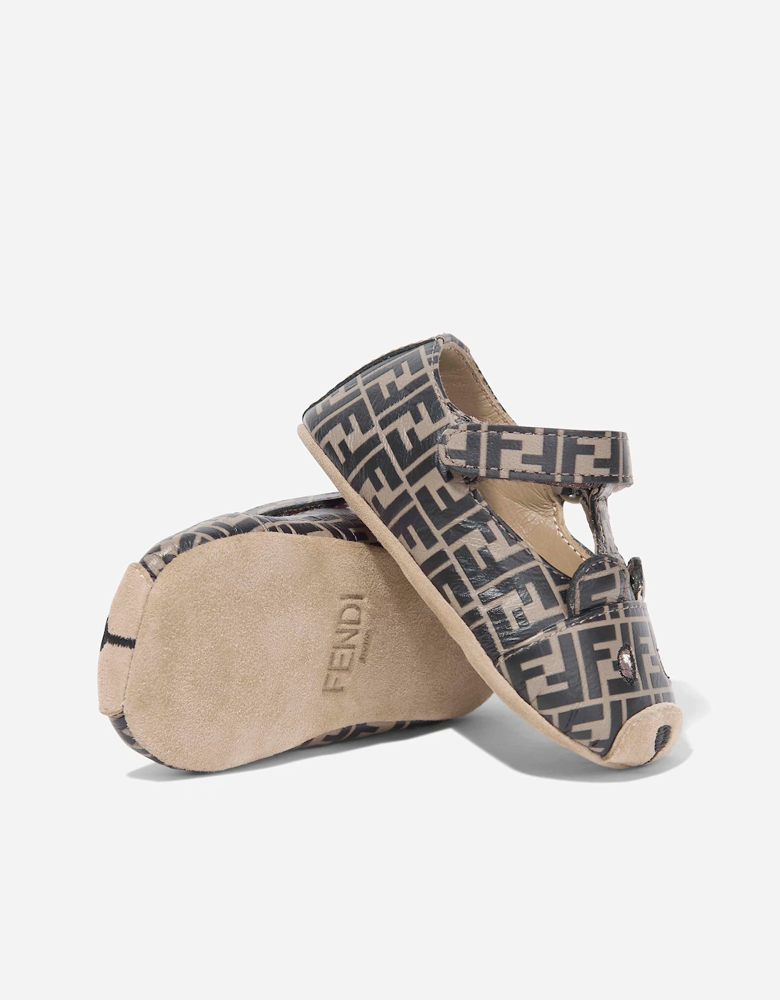 Fendi Baby FF Logo Bear Pre-Walkers in Brown
