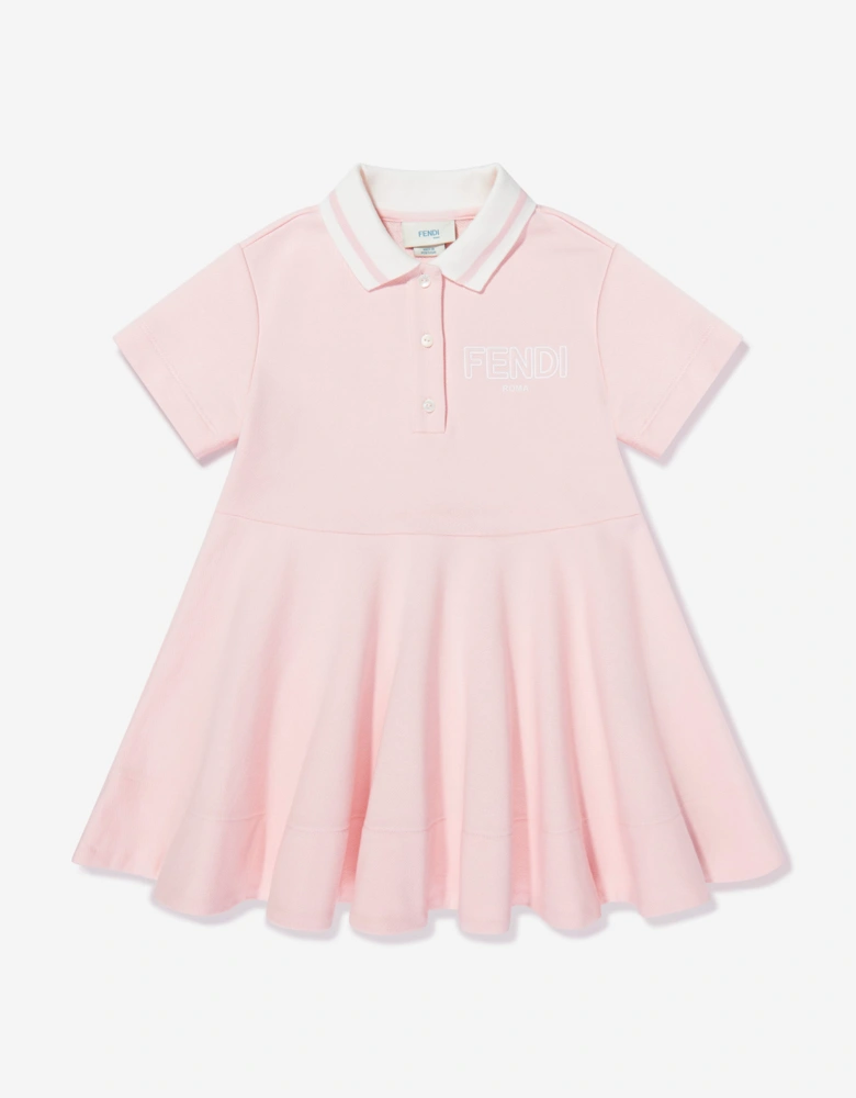 Fendi Girls Logo Polo Dress in Pink