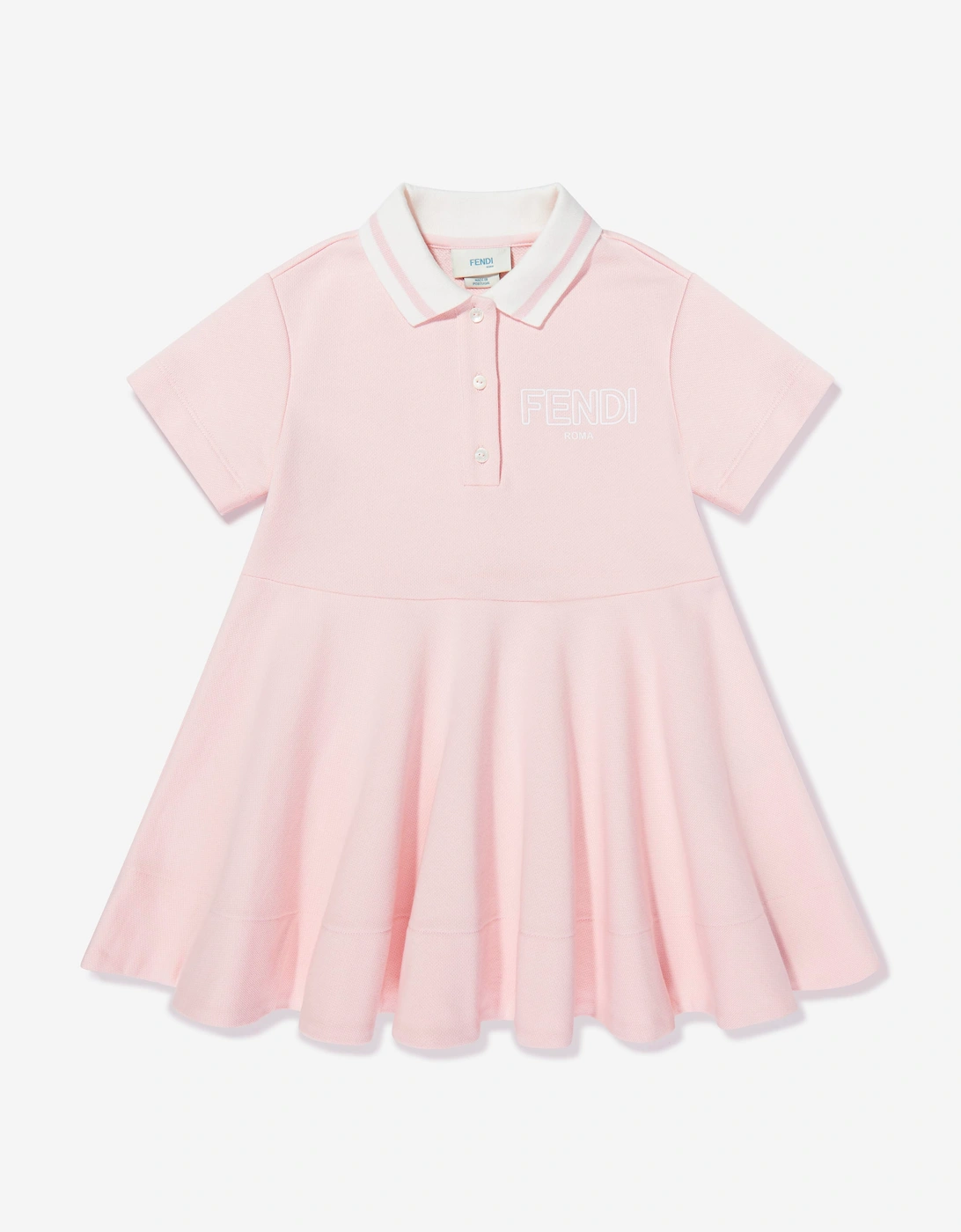 Fendi Girls Logo Polo Dress in Pink