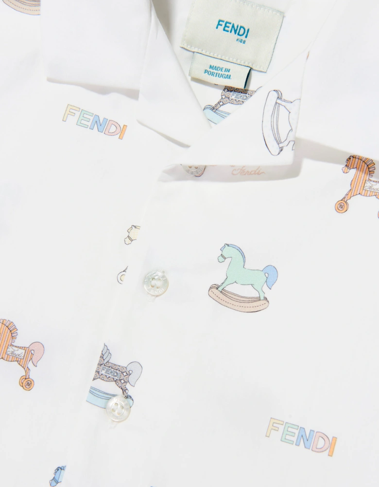 Fendi Baby Boys Toy Horse Shirt in White