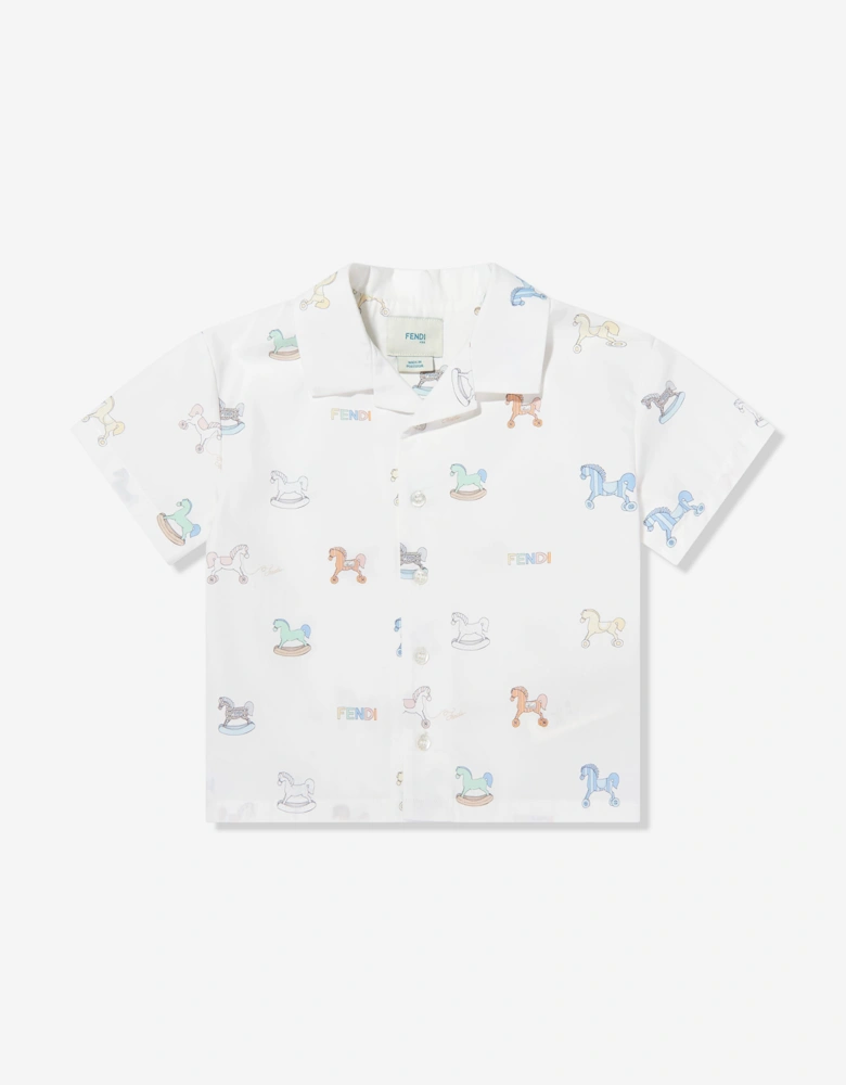 Fendi Baby Boys Toy Horse Shirt in White