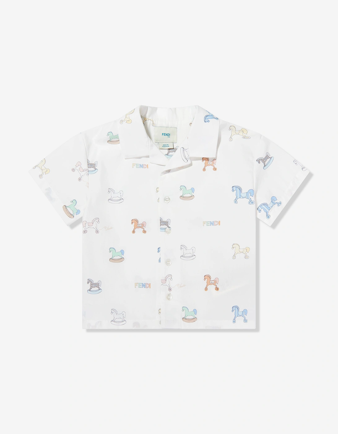 Fendi Baby Boys Toy Horse Shirt in White