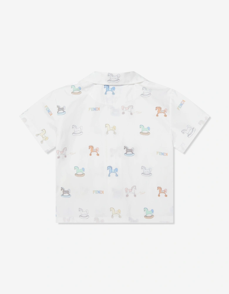 Fendi Baby Boys Toy Horse Shirt in White
