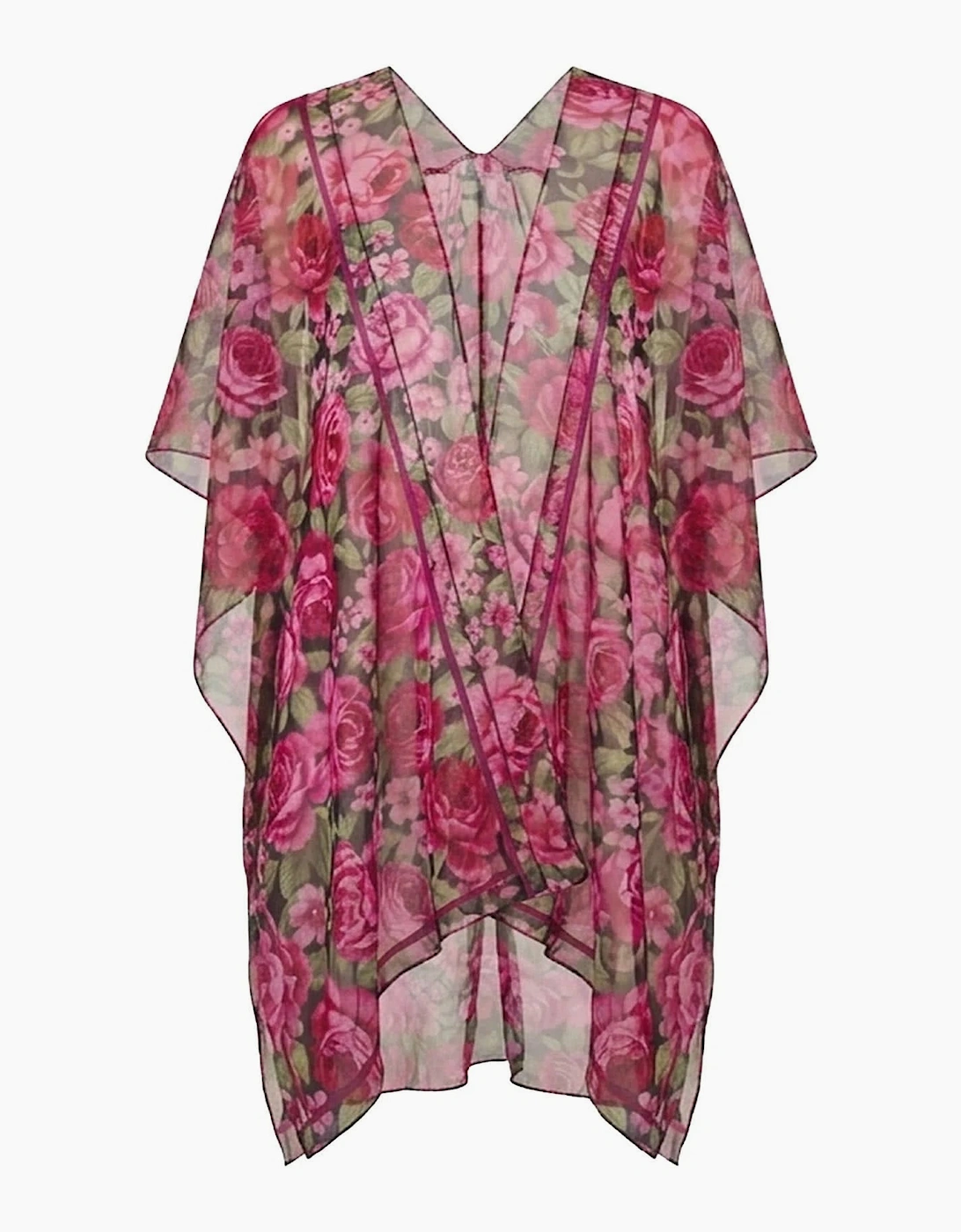 Pink Black Rose Print Kaftan