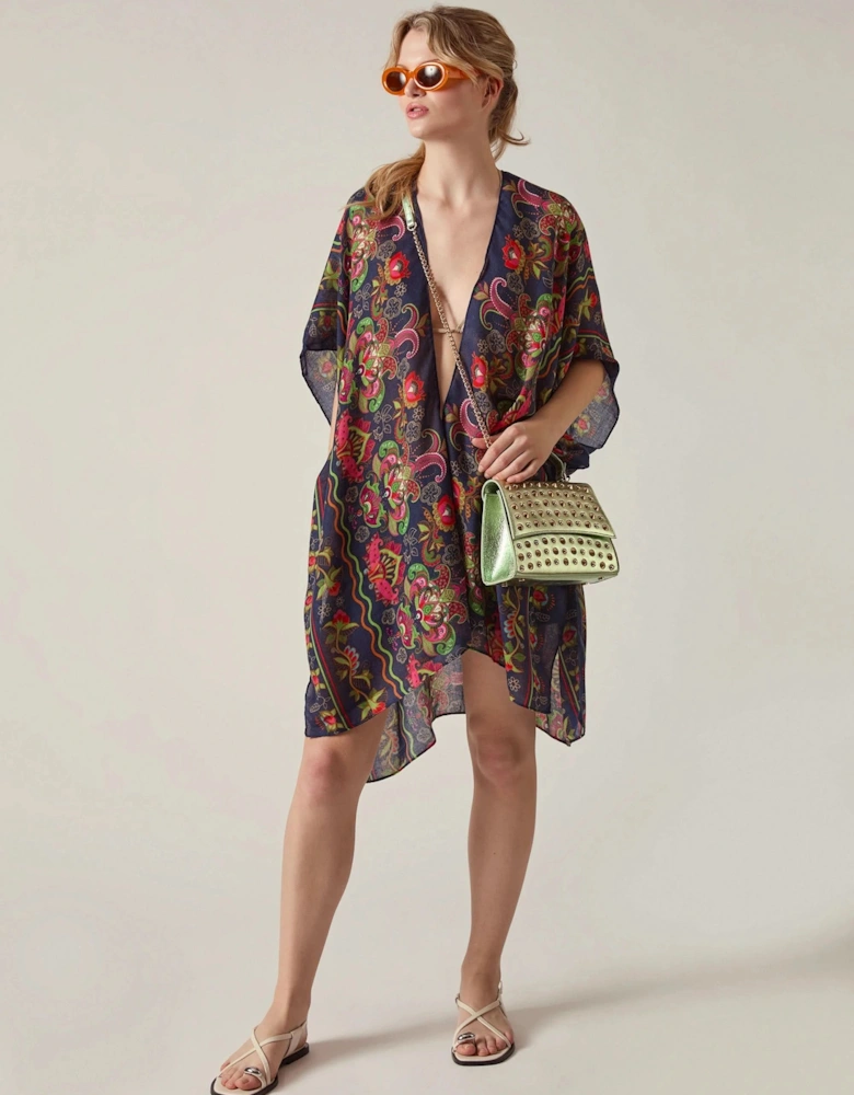 Navy Paisley Floral Kaftan